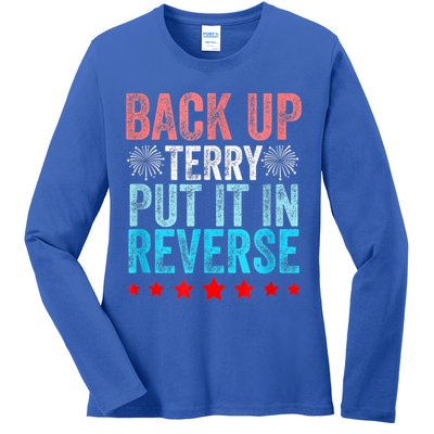 Retro Back Up Terry Put It In Reverse 4th Of July Fireworks Ladies Long Sleeve Shirt
