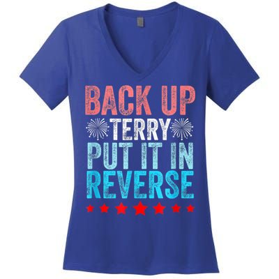 Retro Back Up Terry Put It In Reverse 4th Of July Fireworks Women's V-Neck T-Shirt