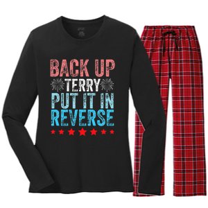 Retro Back Up Terry Back It Up Terry 4th of July Fireworks Women's Long Sleeve Flannel Pajama Set 