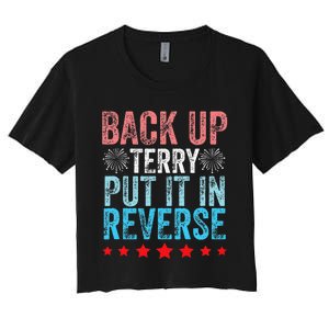 Retro Back Up Terry Back It Up Terry 4th of July Fireworks Women's Crop Top Tee