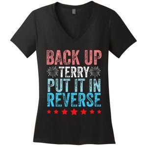 Retro Back Up Terry Back It Up Terry 4th of July Fireworks Women's V-Neck T-Shirt