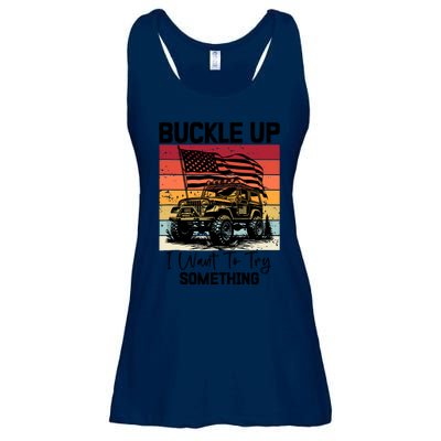 Retro Buckle Up I Want To Try Something Offroad Usa Car Ladies Essential Flowy Tank