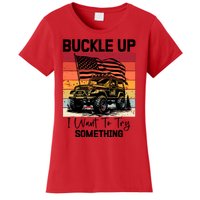 Retro Buckle Up I Want To Try Something Offroad Usa Car Women's T-Shirt