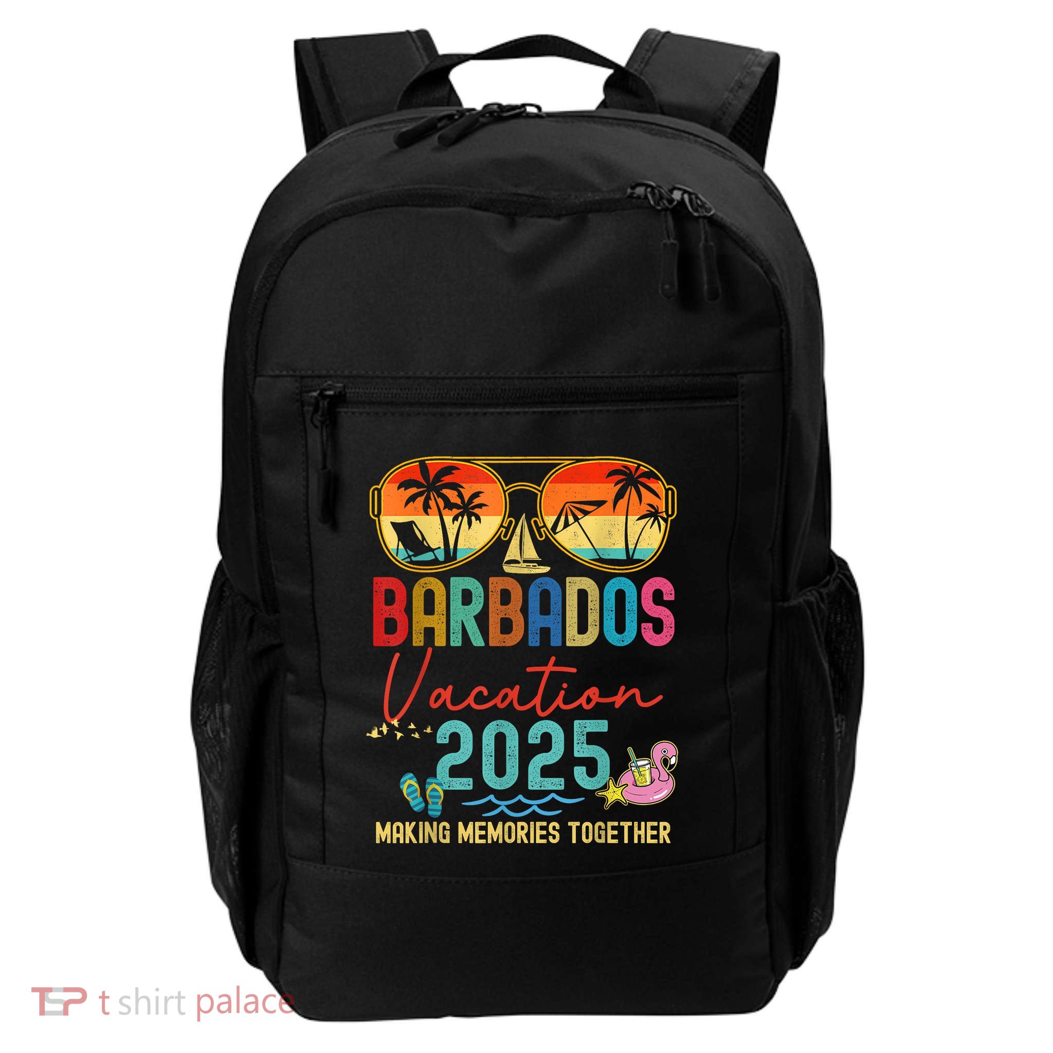 Retro Barbados Vacation 2025 Memories Matching Group Trip Daily Commute Backpack