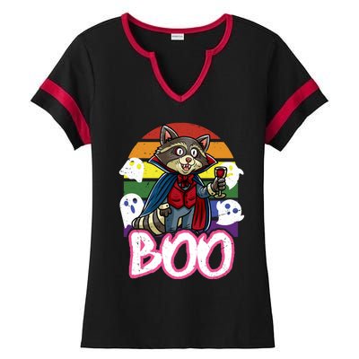 Raccoon Boo Vampire Trick Or Treat Halloween Costume Great Gift Ladies Halftime Notch Neck Tee