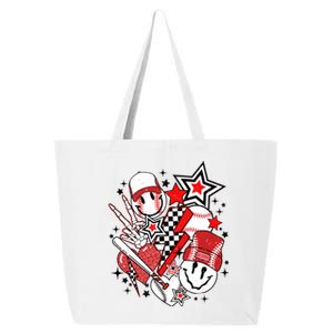 retro baseball Vibes Funny Smile Face Meme 25L Jumbo Tote