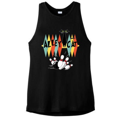 Retro Bowling Vintage Bowler Alley Cat Vintage Ladies PosiCharge Tri-Blend Wicking Tank