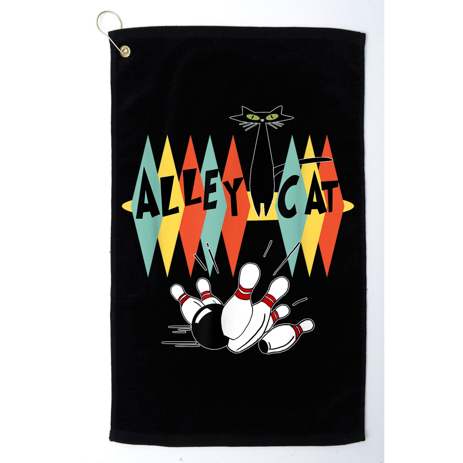 Retro Bowling Vintage Bowler Alley Cat Vintage Golf Towel