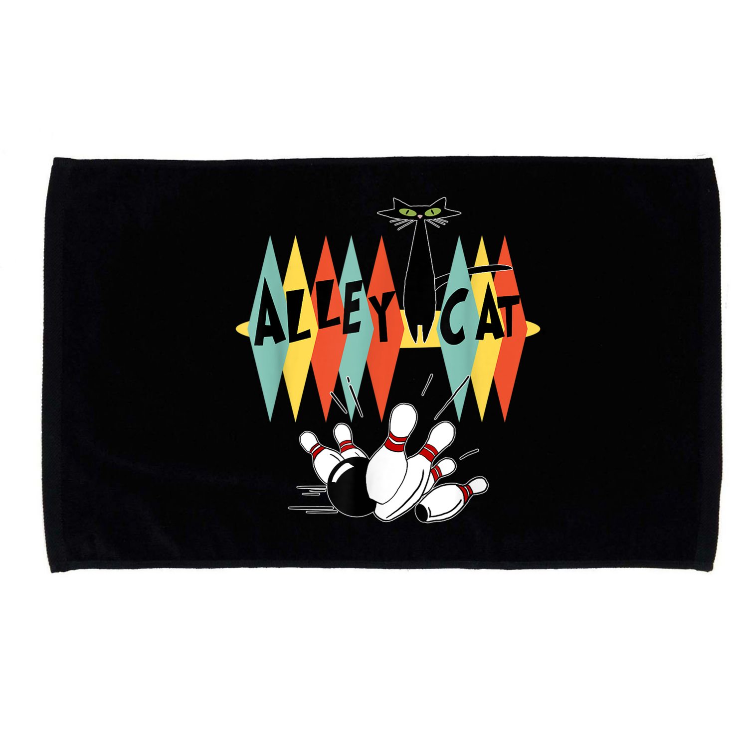 Retro Bowling Vintage Bowler Alley Cat Vintage Microfiber Hand Towel