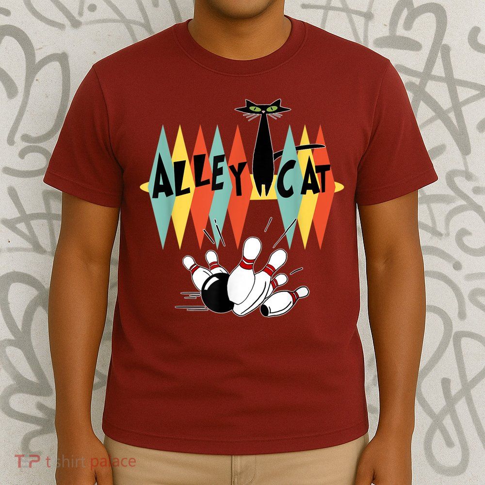 Retro Bowling Vintage Bowler Alley Cat Vintage T-Shirt