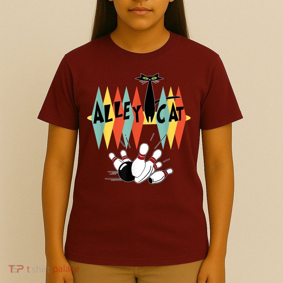 Retro Bowling Vintage Bowler Alley Cat Vintage T-Shirt