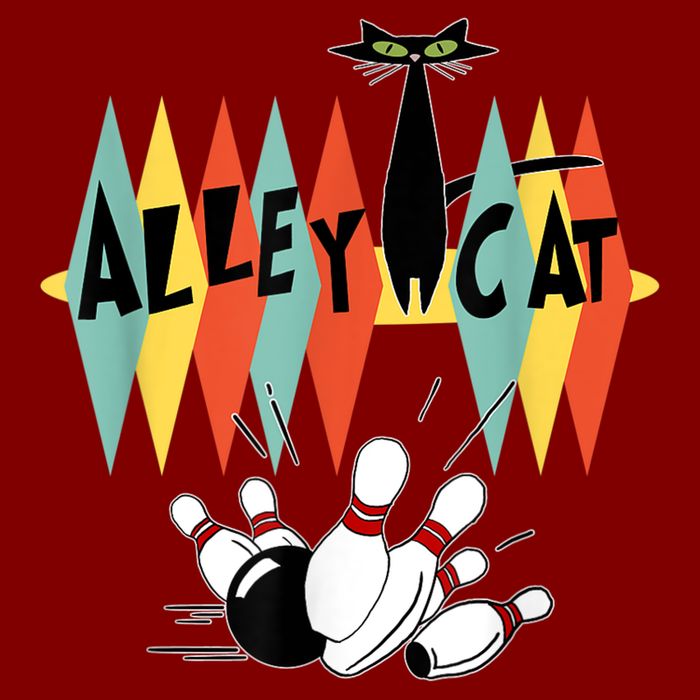 Retro Bowling Vintage Bowler Alley Cat Vintage V-Neck T-Shirt