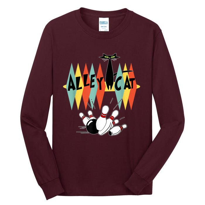 Retro Bowling Vintage Bowler Alley Cat Vintage Tall Long Sleeve T-Shirt