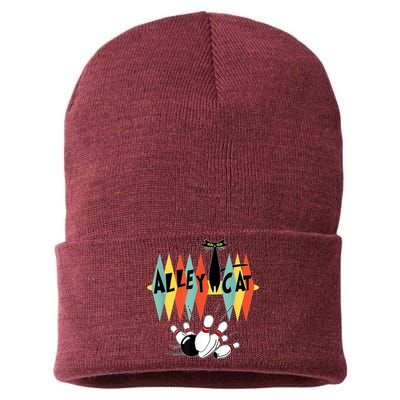 Retro Bowling Vintage Bowler Alley Cat Vintage Sustainable Knit Beanie