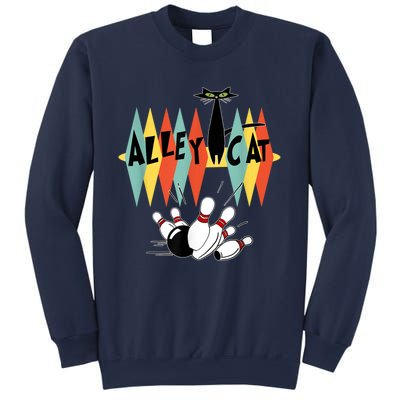 Retro Bowling Vintage Bowler Alley Cat Vintage Sweatshirt