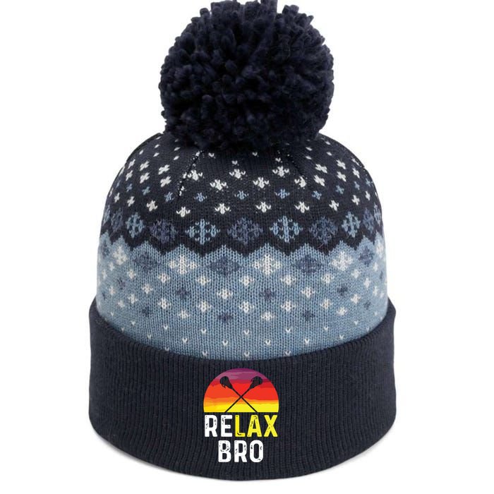 RELAX BRO! Vintage Surf Sun Design Lacrosse The Baniff Cuffed Pom Beanie