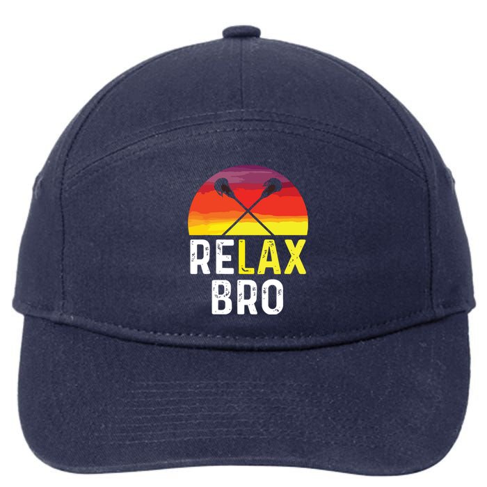 RELAX BRO! Vintage Surf Sun Design Lacrosse 7-Panel Snapback Hat