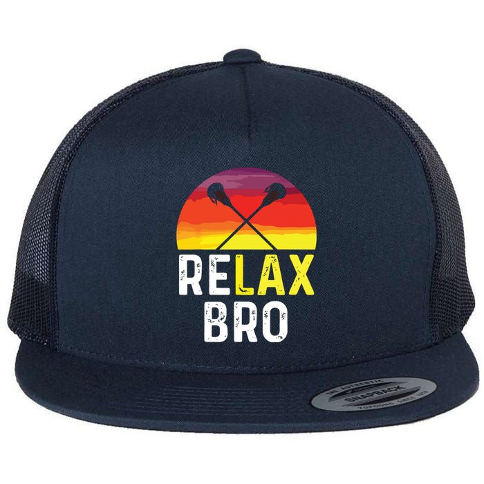 RELAX BRO! Vintage Surf Sun Design Lacrosse Flat Bill Trucker Hat