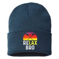 RELAX BRO! Vintage Surf Sun Design Lacrosse Sustainable Knit Beanie