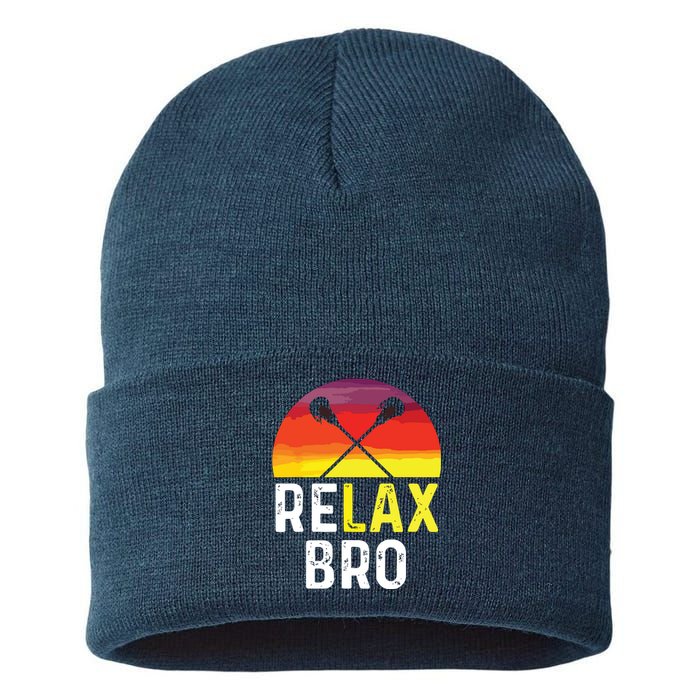 RELAX BRO! Vintage Surf Sun Design Lacrosse Sustainable Knit Beanie