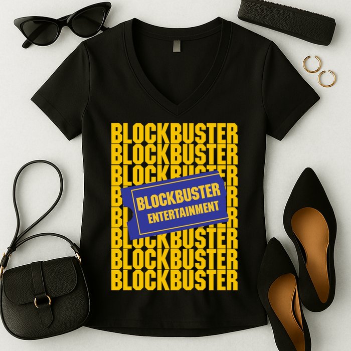 Retro Blockbuster Video Women's V-Neck T-Shirt