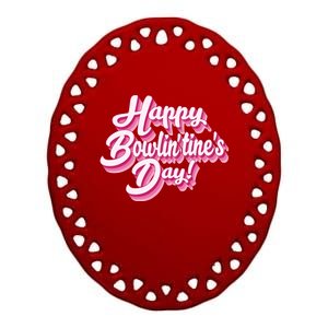 Retro Bowling Valentines Gift Ceramic Oval Ornament