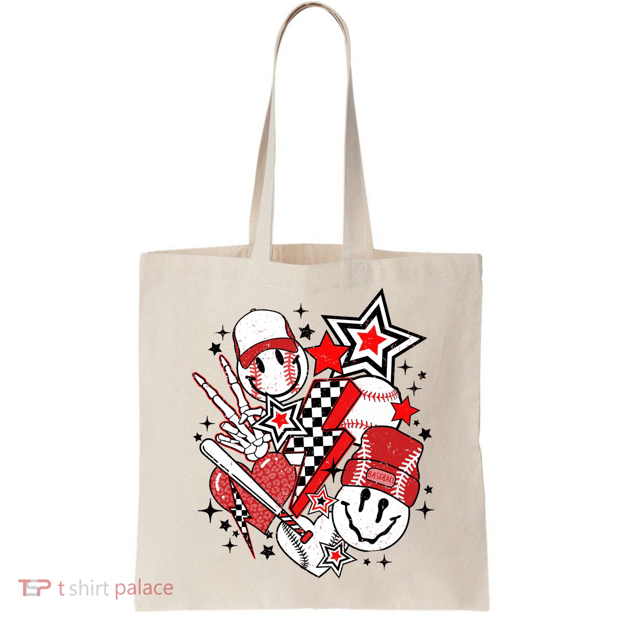Retro Baseball Vibes Funny Smile Face Meme Bag