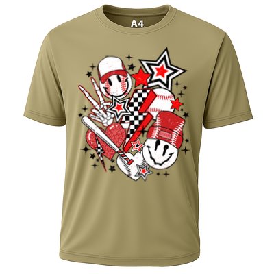 Retro Baseball Vibes Funny Smile Face Meme Performance Shirt