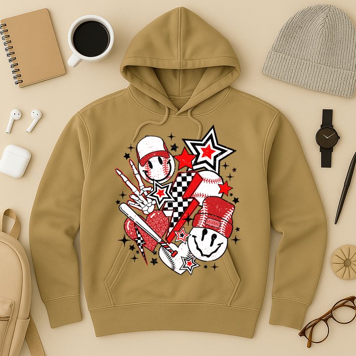 Retro Baseball Vibes Funny Smile Face Meme Hoodie