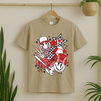 Retro Baseball Vibes Funny Smile Face Meme T-Shirt