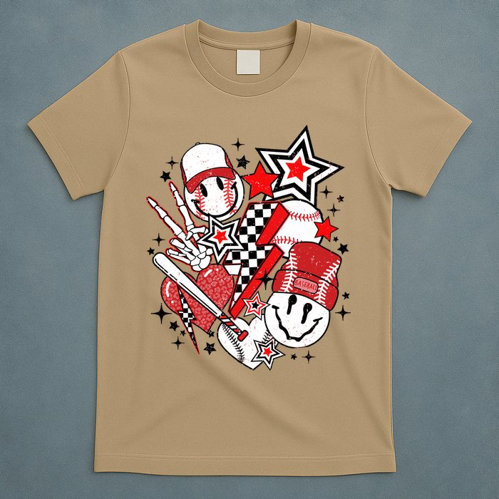 Retro Baseball Vibes Funny Smile Face Meme T-Shirt
