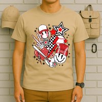 Retro Baseball Vibes Funny Smile Face Meme T-Shirt