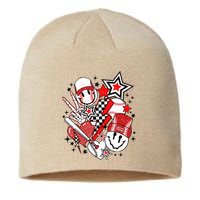 Retro Baseball Vibes Funny Smile Face Meme Sustainable Beanie