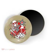 Retro Baseball Vibes Funny Smile Face Meme Magnet