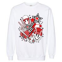 Retro Baseball Vibes Funny Smile Face Meme Garment-Dyed Sweatshirt