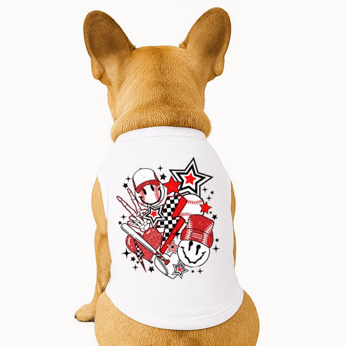 Retro Baseball Vibes Funny Smile Face Meme Doggie Tank