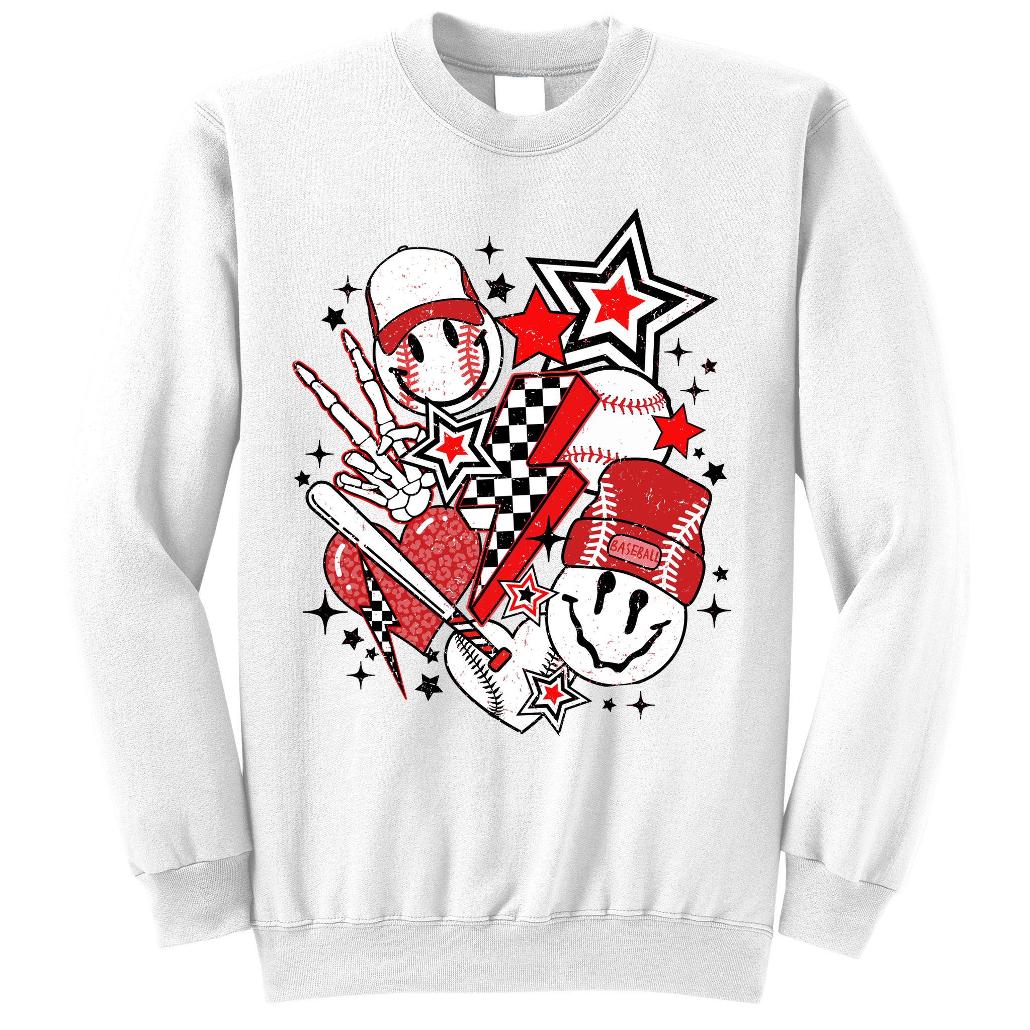 Retro Baseball Vibes Funny Smile Face Meme Sweatshirt