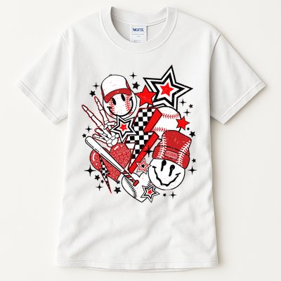 Retro Baseball Vibes Funny Smile Face Meme Tall T-Shirt