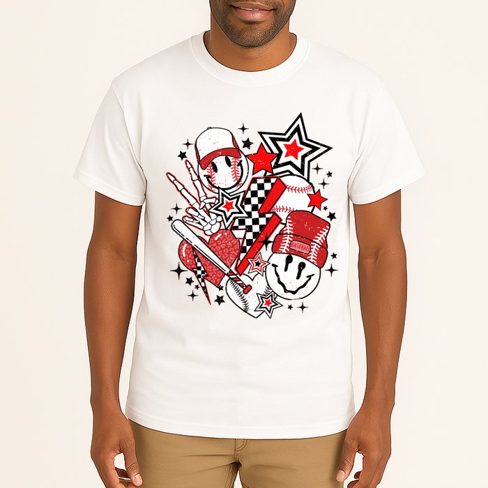 Retro Baseball Vibes Funny Smile Face Meme Tall T-Shirt