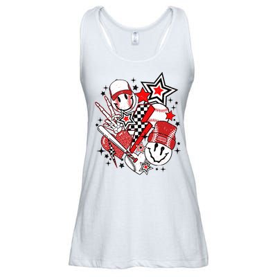 Retro Baseball Vibes Funny Smile Face Meme Ladies Essential Flowy Tank