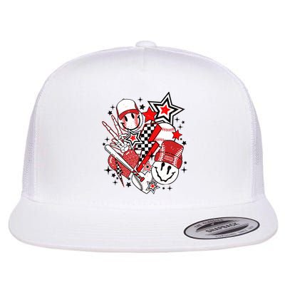 Retro Baseball Vibes Funny Smile Face Meme Flatbill Hat