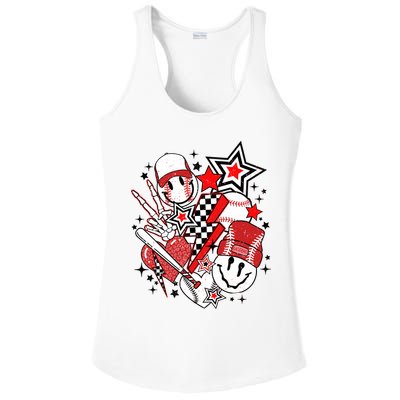 Retro Baseball Vibes Funny Smile Face Meme Ladies PosiCharge Competitor Racerback Tank