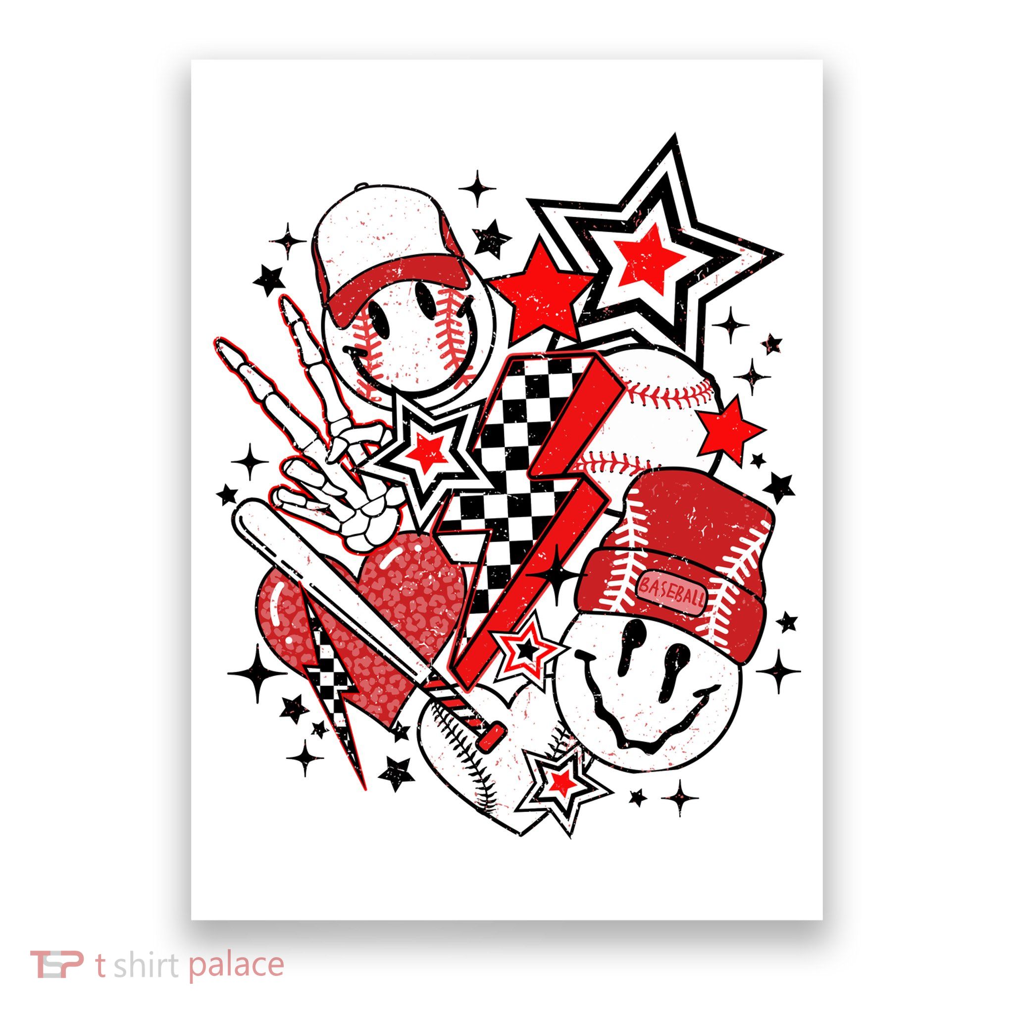 Retro Baseball Vibes Funny Smile Face Meme Poster
