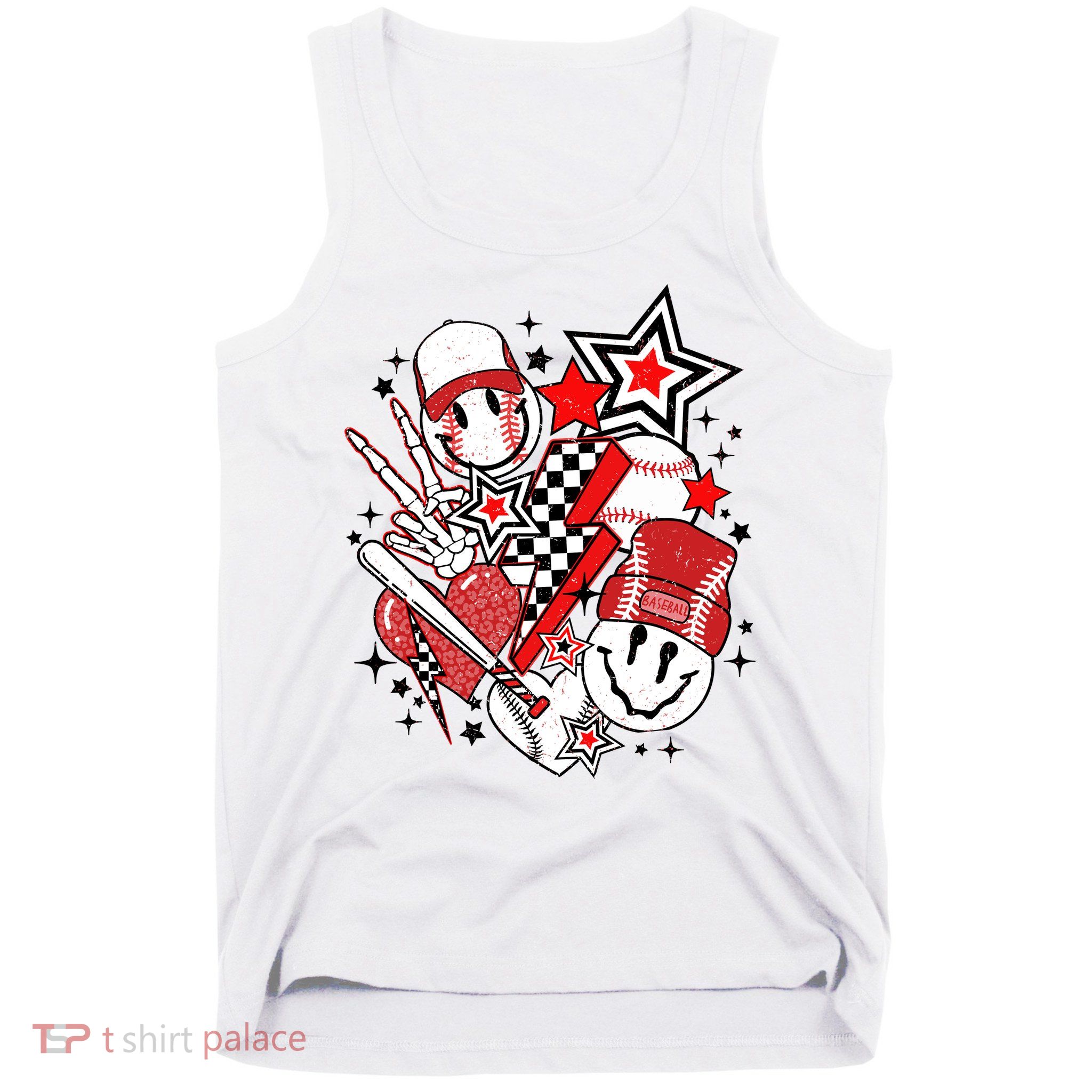 Retro Baseball Vibes Funny Smile Face Meme Tank Top