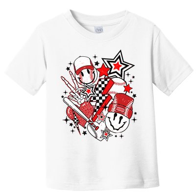 Retro Baseball Vibes Funny Smile Face Meme Toddler T-Shirt