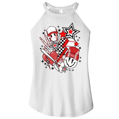 Retro Baseball Vibes Funny Smile Face Meme Women's Perfect Tri Rocker Tank