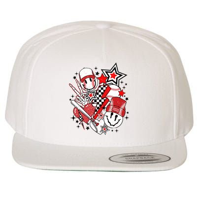 Retro Baseball Vibes Funny Smile Face Meme Wool Snapback Cap