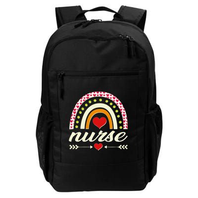 Retro Boho Valentine Day Nurse Heart Rainbow Daily Commute Backpack