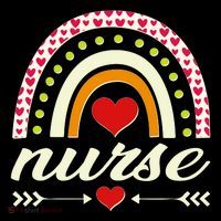 Retro Boho Valentine Day Nurse Heart Rainbow Sustainable Bucket Hat