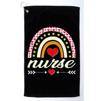 Retro Boho Valentine Day Nurse Heart Rainbow Golf Towel